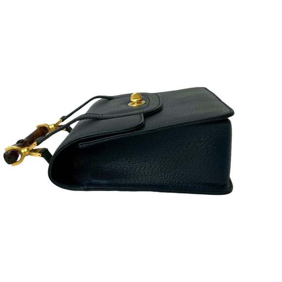 GUCCI Authentic Blue Leather Bamboo Shoulder Bag - Picture 5 of 10